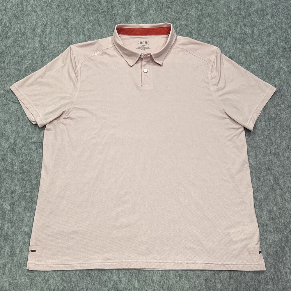 Rhone Polo Shirt Mens XL Short Sleeve Red White Geometric Golf 101132